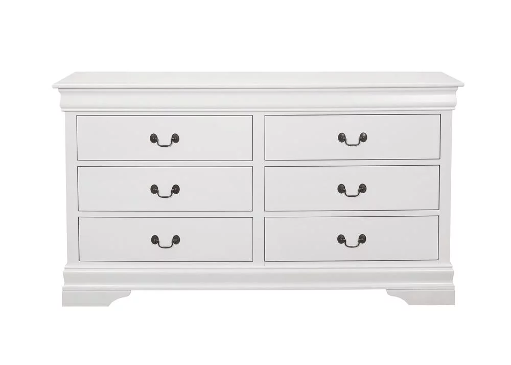 Coaster Louis Philippe Traditional 6-Drawer Wood Dresser in White