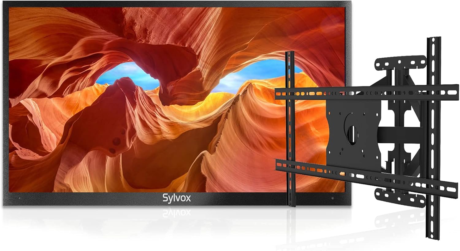 SYLVOX 43 inch Outdoor TV with TV Mount, 2000 nits Full Sun Outdoor TV, High Brightness, IP55 Waterproof, Built-in Apps