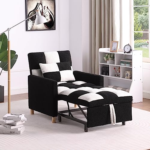 3-in-1 Convertible Sleeper Sofa Chair Bed, Adjustable Sofa Chair with Pillow