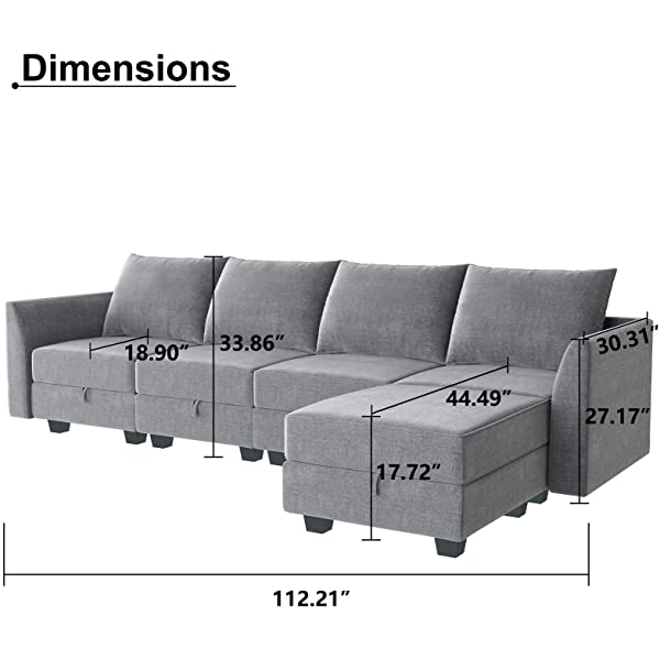 HONBAY Convertible Sectional Sofa U Shaped Couch with Reversible Chaise Modular Oversized Couch Sectional Sofa with Ottomans