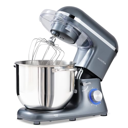 Aucma Stand Mixer,6.5-QT 660W 6-Speed Tilt-Head Food Mixer, Kitchen Electric Mixer with Dough Hook, Wire Whip & Beater (6.5QT, Black)