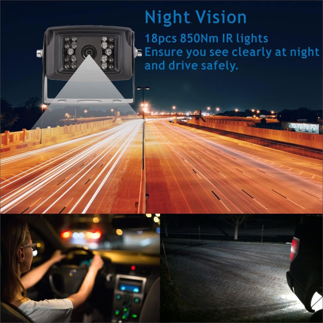 Rear View Backup Camera System Reversing Kit Wired 7" LCD Monitor,Night Vision