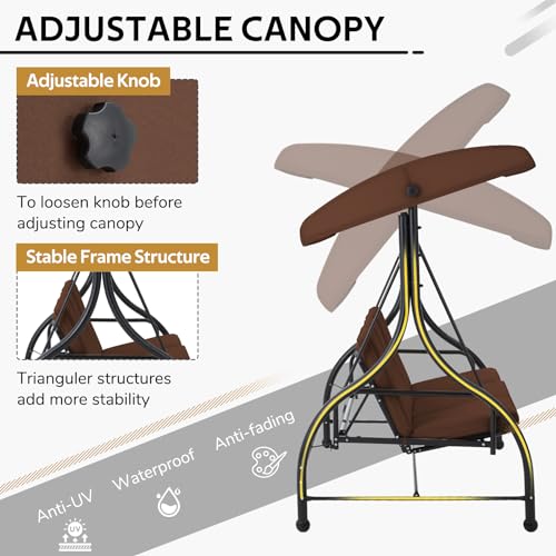 U-MAX Porch Swing Chair with Adjustable Backrest&Canopy