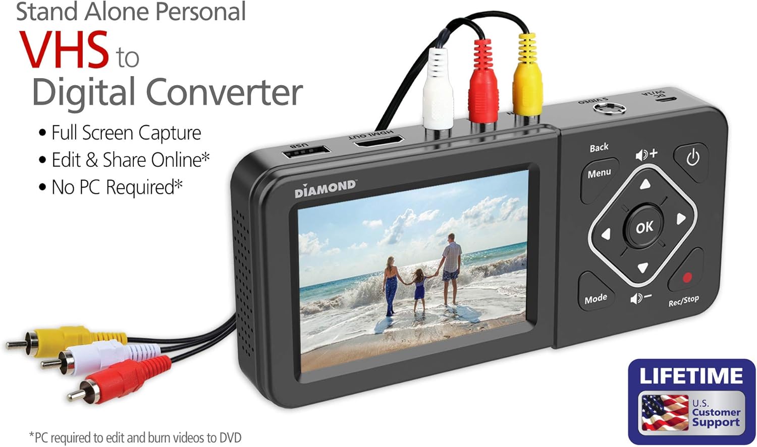 Diamond Multimedia VC500ST One Touch Standalone Digital Converter: Capture/Record Video from VHS, HI8, Camcorder
