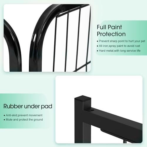 BestPet Dog Playpen Indoor 40 inch 16 Panels Metal Dog Pen Pet Dog Fence Outdoor Exercise Pen with Doors,Pet Puppy Playpen for RV Camping Yard, Black