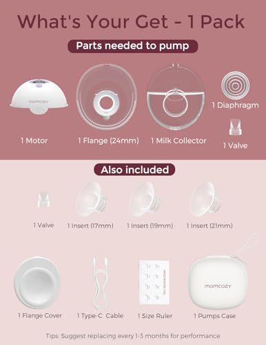 Momcozy M5 Hands-Free Wearable Breast Pump, Double-Sealed Flange for Baby-Like Comfort, 3 Modes & 9 Suction Levels, Portable Electric Pump – 24mm