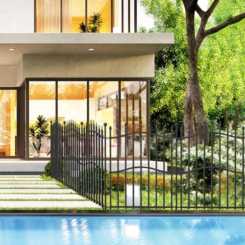 8 Panels Tall No Dig Garden Fence - 40in H x 18ft L, Reinforced Square Tube Rustproof Animal Barrier