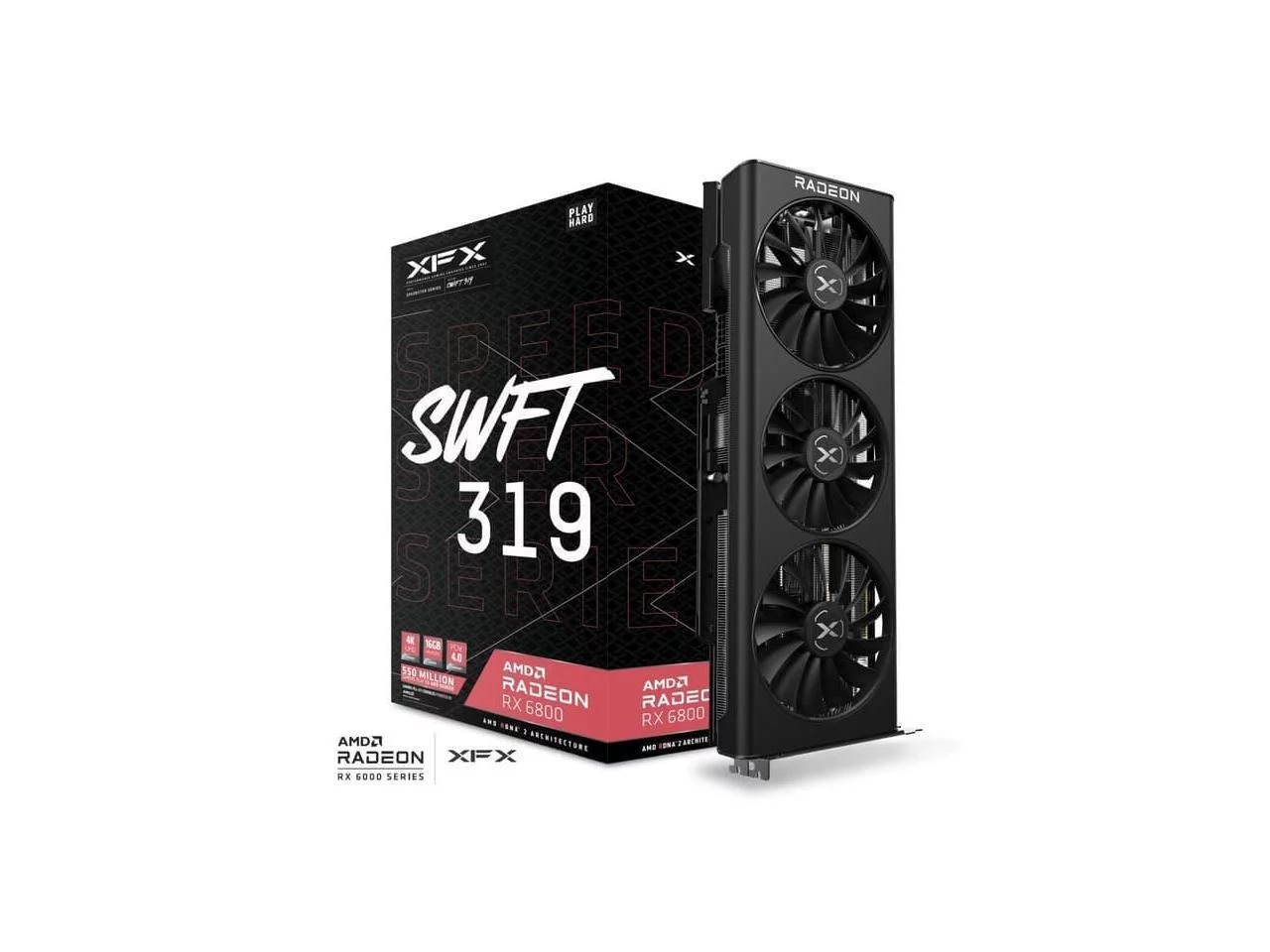 XFX SPEEDSTER SWFT 319 Radeon RX 6800 16GB GDDR6 PCI Express 4.0 x16 Video Card RX-68XLAQFD9 - Radiant Selections
