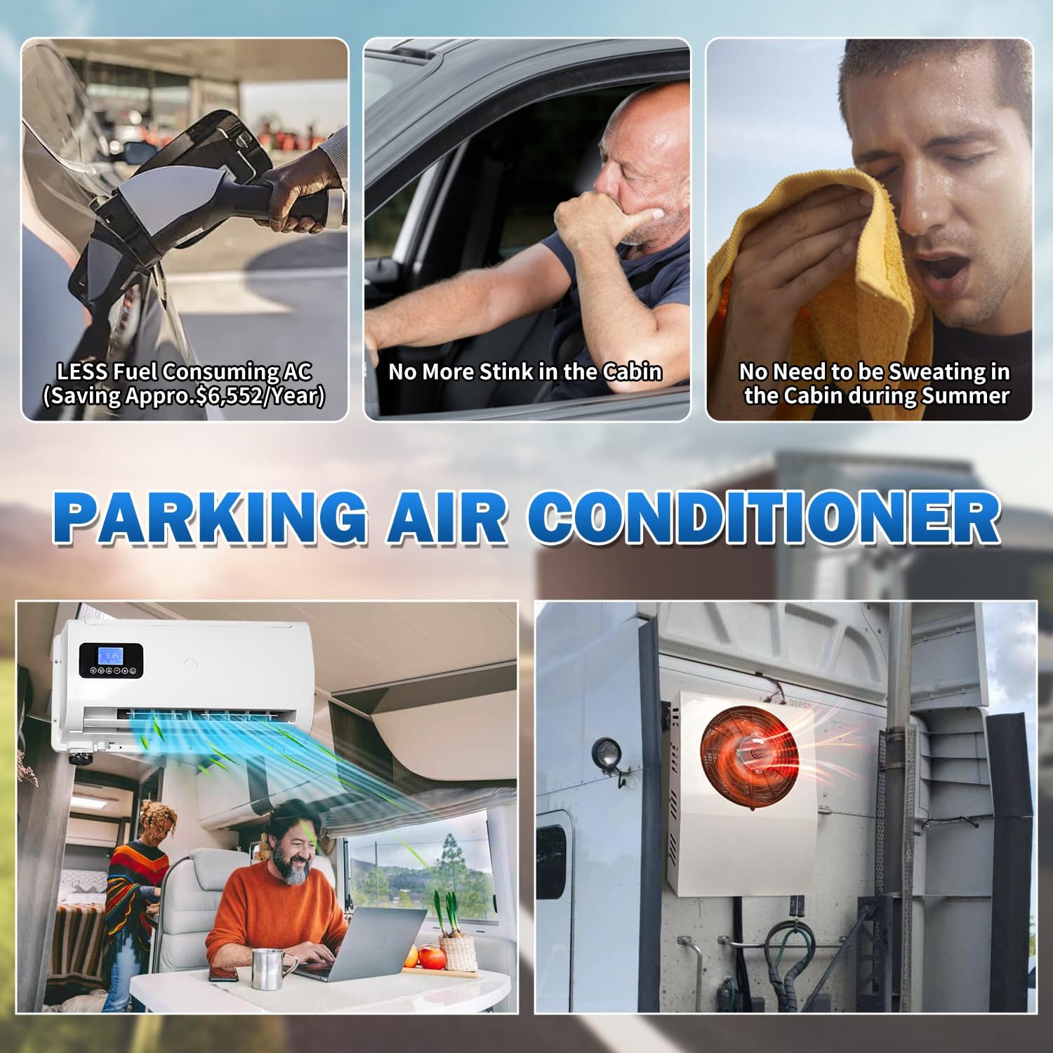 12V Air Conditioner 9000BTU, Mini Split 12 Volt Air Conditioner, Semi Truck 12 Volt DC Air Conditioner, Cooling Low Noise for Semi Trucks, Pickup