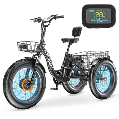 MOONCOOL Electric Tricycle for Adults, 20" x 4" Fat Tire Electric Trike, 48V 500W Motorized Electric Bicycle Bikes