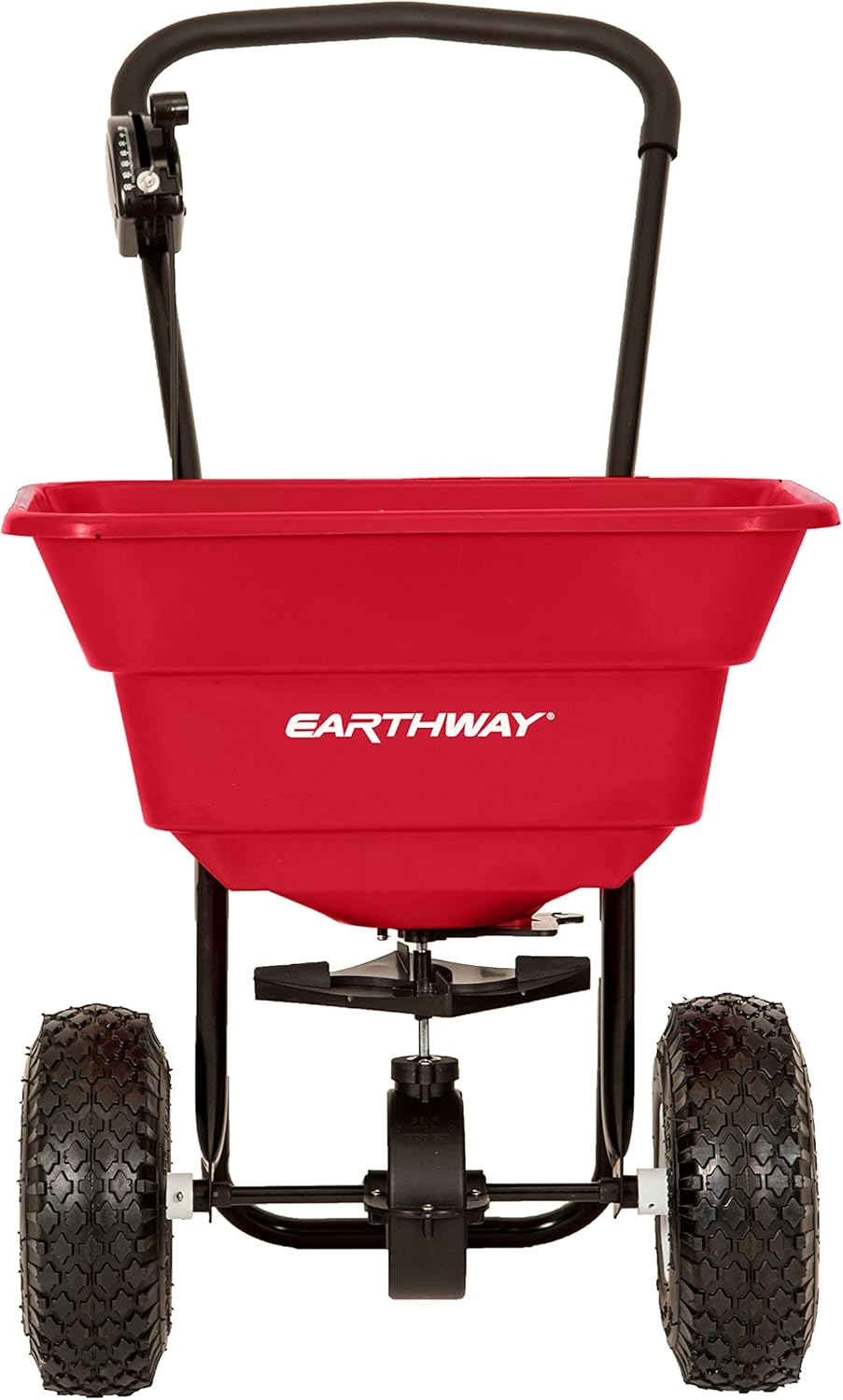 EarthWay 2050P Deluxe 80 LBS Heavy-Duty Walk Behind Commercial Broadcast Spreader with Pneumatic Tires, Even Spread