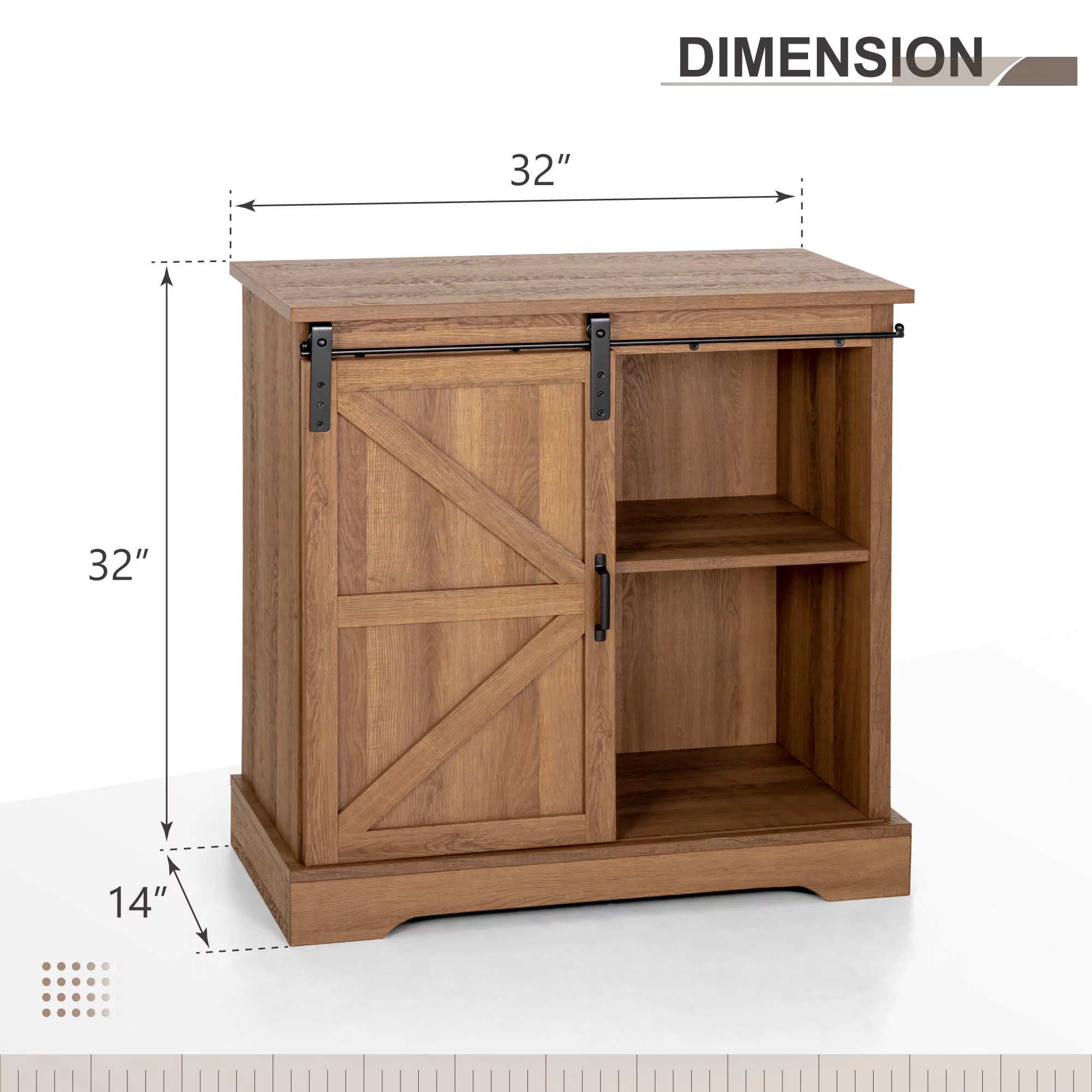 Sophia&William Farmhouse 32'' Sliding Barn Door Accent Storage Cabinet Sideboard-Brown