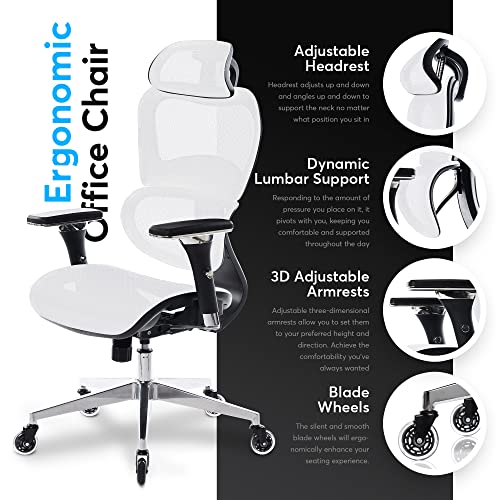 Oline ErgoPro Ergonomic Office Chair, Rolling Desk Chair with 4D Adjustable Armrest, 3D Lumbar Support, Blade Wheels