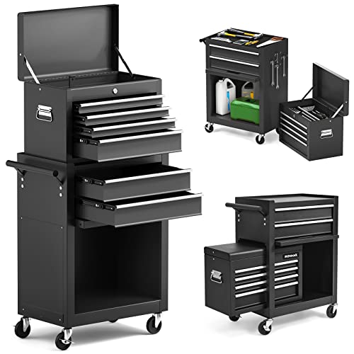 ERGOMASTER Rolling Tool Chest Cabinet Big Capacity Storage with Wheels and Lock Key, Portable Tool-Box Organizer with Sliding Drawers