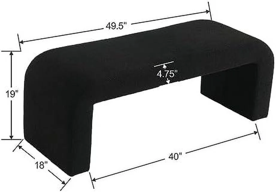 LNboomLife Modern Upholstered Ottoman Waterfall Bench for Bedroom End of Bed  50"
