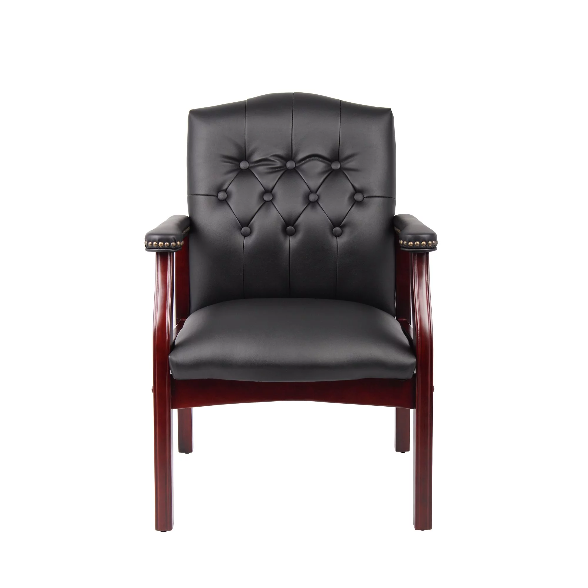 Leather Reception Guest Chairs W/Padded Seat and Arms Ergonomic Mid-Back Office Executive Side Chair for Meeting Waiting Room Conference Office Guest