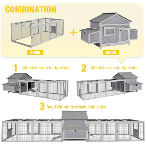 Aivituvin Chicken Coop with Wheels Outdoor Poultry Cage with Two Nesting Boxes 19ft&sup2; Wooden Hen House