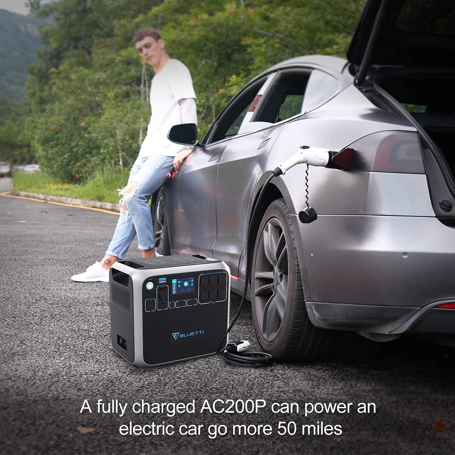 BLUETTI AC200P Power Station 2000W/2000Wh LiFePO4 Backup Battery Pack Solar Generator With 6 110V Pure Sine Wave AC Outlets(4800W Peak) Widely Use