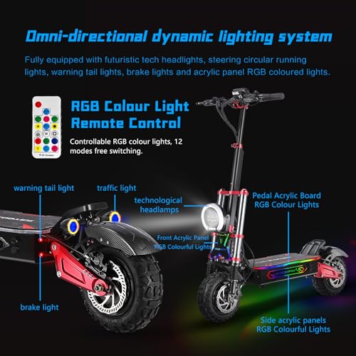 BOYUEDA S5 Adult Off-Road Electric Scooter, 11-inch All-Terrain Vacuum Tires, 60V6000 Watt Dual Motor/Dual Suspension, 55 MPH Top Speed
