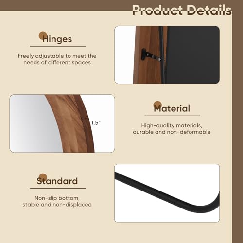 Full Length Mirror, 71"×32" Wooden Mirror Full Length with Stand Wood Floor Mirror, Oversized Stand Up Mirrors Large Wall Mirrors