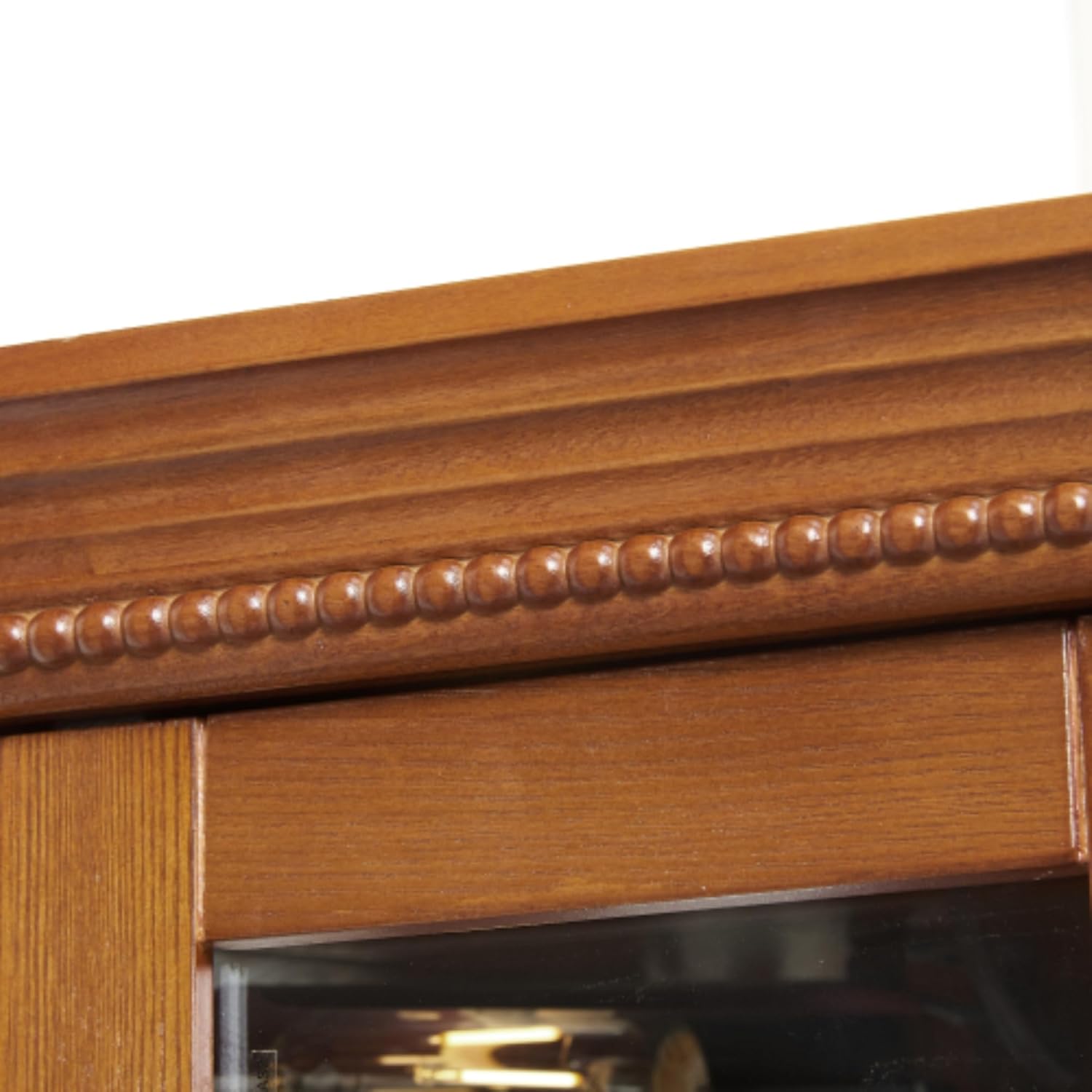 Curio Glass Corner Cabinet with Lights,Wooden Glass Cabinet with Adjustable Shelves,Classic Storage Cabinet