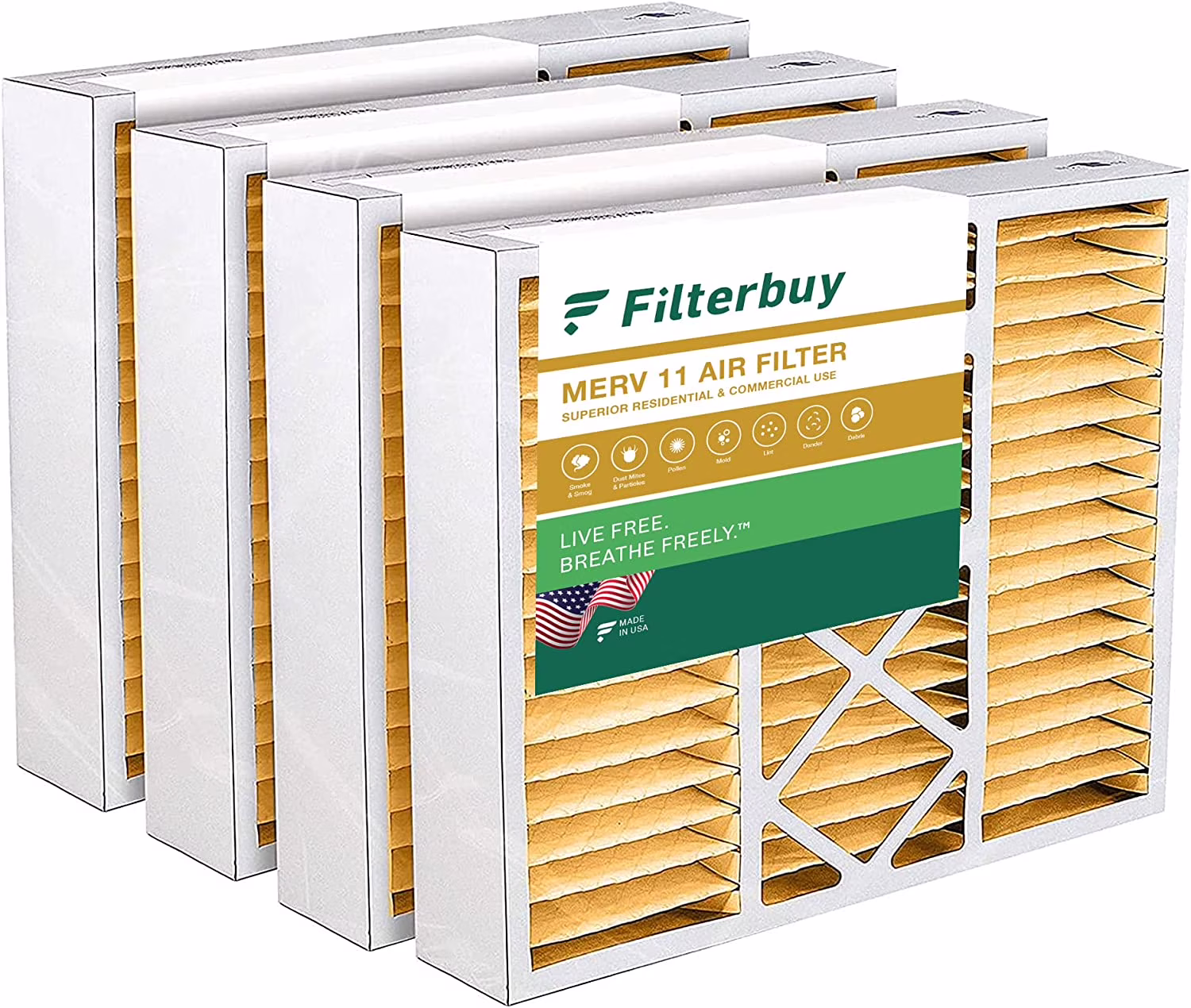 Filterbuy 22x24x5 MERV 11 Pleated HVAC AC Furnace Air Filters for Amana and Goodman (4-Pack)