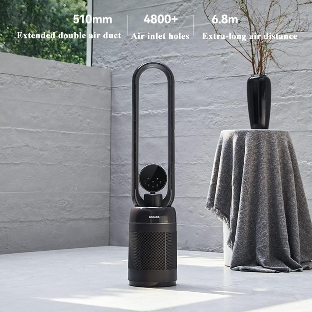 Standing Fan Humidification Function Tower Fan, Silent Circulation Air Purification Standing Fan, Home Bladeless Fan with Remote Control Quiet