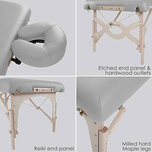 EARTHLITE Portable Massage Table Package AVALON – Reiki Endplate, Premium Flex-Rest Face Cradle & Strata Cushion, Carry Case (30”x73”)