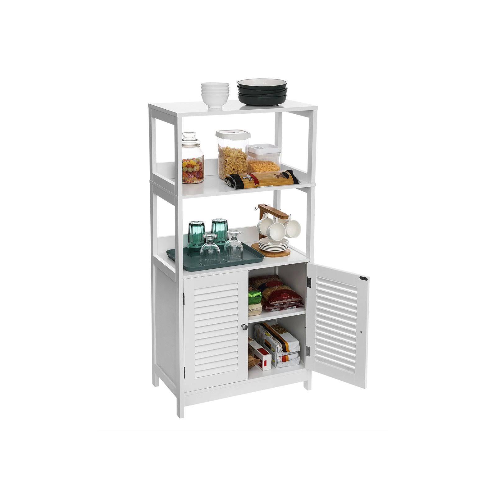 VASAGLE Bathroom Tall Cabinet, White, Freestanding Linen Tower
