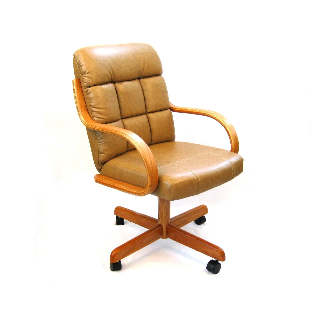 Caster Chair Company  C118 Ashtyn Swivel Tilt Caster Arm Chair in Buff Bonded Leather - Curated Treasures Market