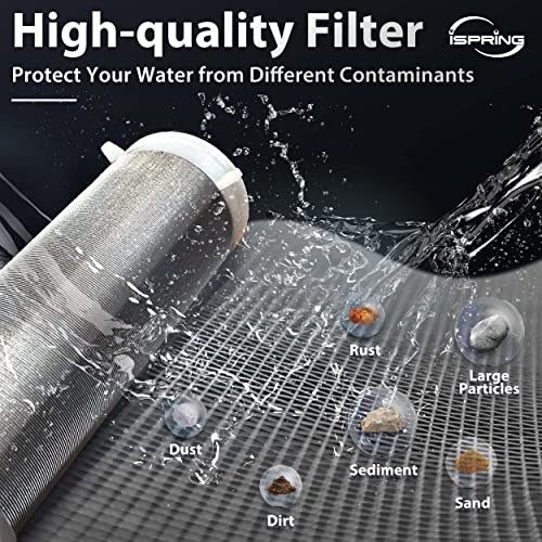 iSpring WGB32BM 3-Stage Whole House Water Filtration System w/ 20-Inch Big Blue Sediment, Carbon Block,