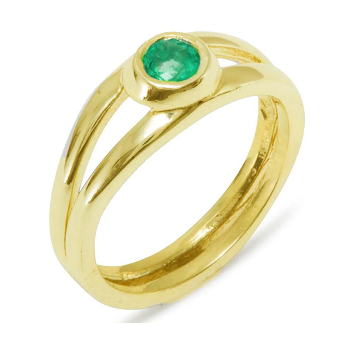 LBG 375 9k Yellow Gold Real Genuine Emerald Womens Solitaire Engagement Ring - Size 10