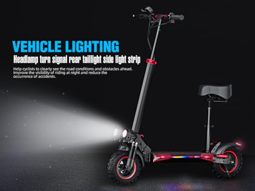 1200W Motor Electric Scooter with Seat,11" Off-Road E-Scooters,34MPH Speed Fast,48v 18ah &31Miles Long Range Electric Scooters