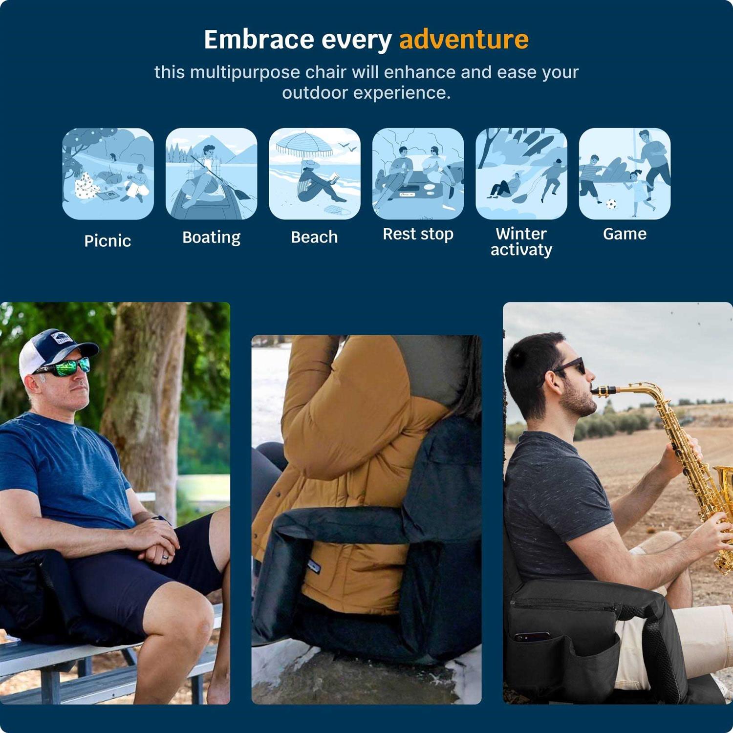 Alpcour Reclining Stadium Seat with Armrests - Sports Supplies Online Store