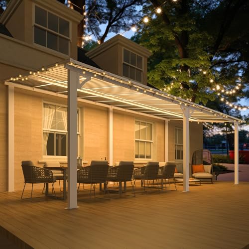 AECOJOY 10&rsquo; x 10&rsquo; Gazebo, Wall Mounted Gazebos Pergola on Clearance, Outdoor Patio Lean to Gazebo Awnings for Deck, Porch