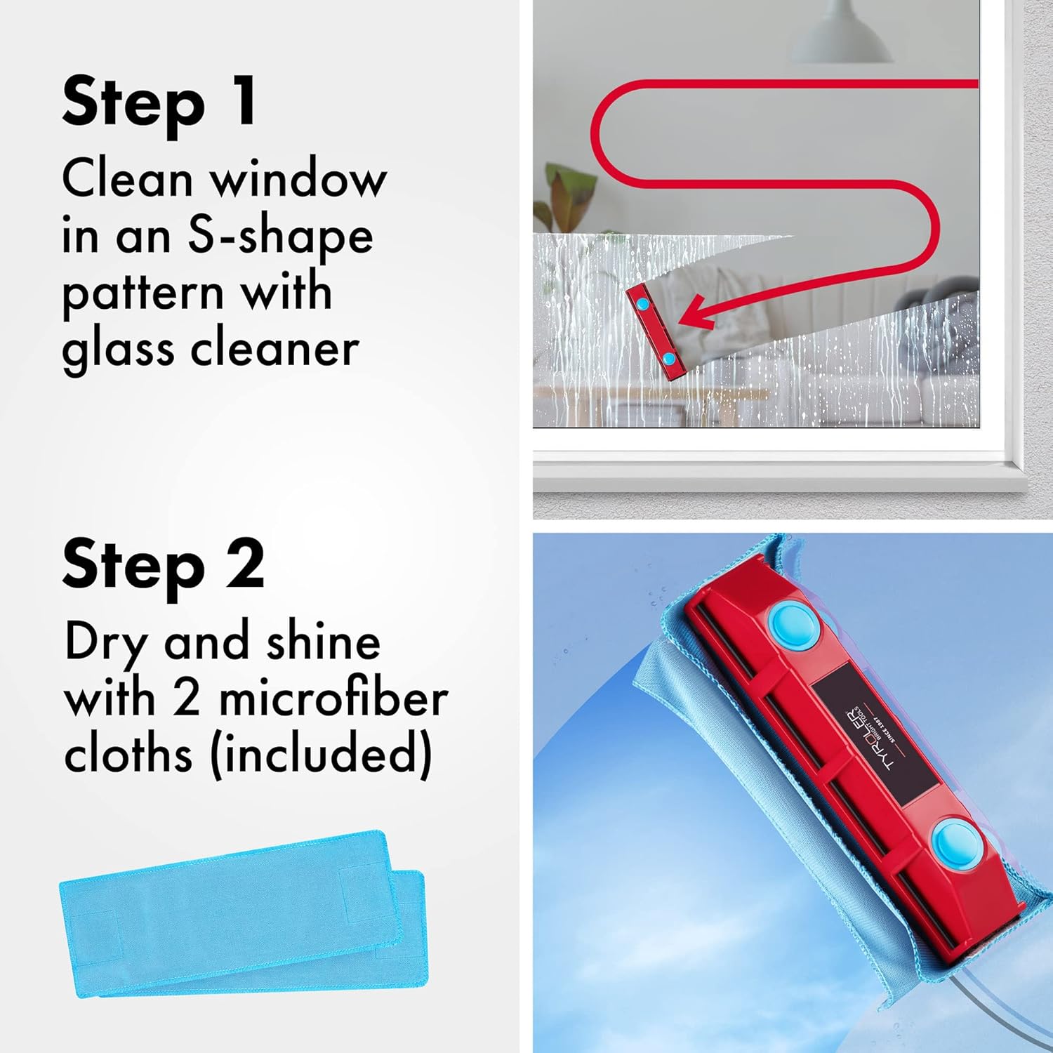 Tyroler Bright Tools The Glider D-2 Magnetic Window Cleaner for Double Glazed Windows. Fit to 0.3in - 0.7in Window Thickness. Glass Cleaner Pack of 2