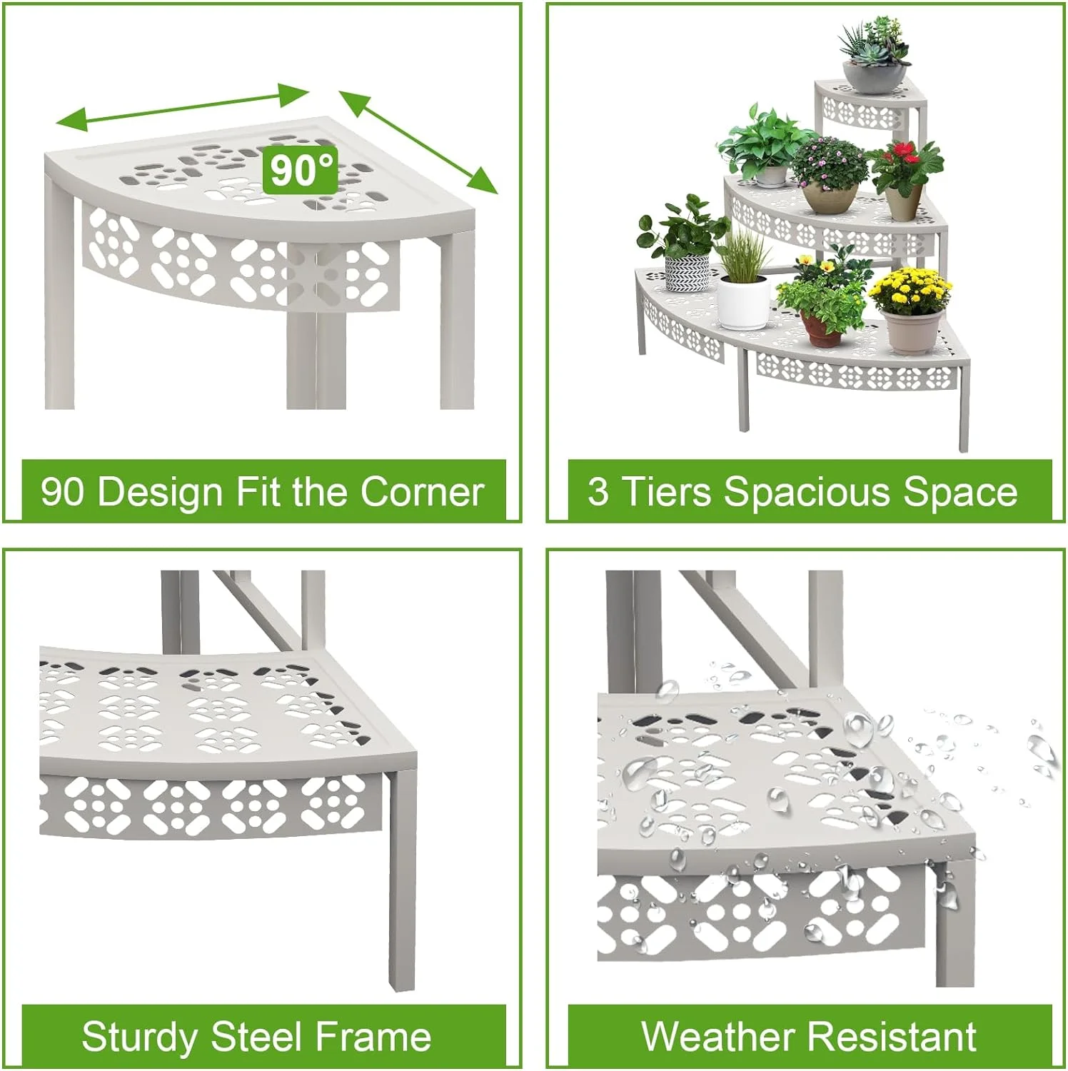 Metal Plant Stand 2 Tier Potted Multiple Flower Pot Holder Plant Shelf Indoor Plants Multiple