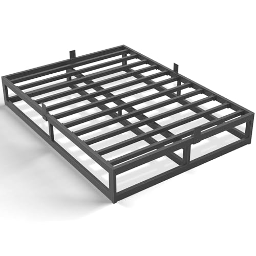 6 Inch Queen Bed Frame with Steel Slat Support, Low Profile Queen Metal Platform Bed Frame Support Mattress Foundation