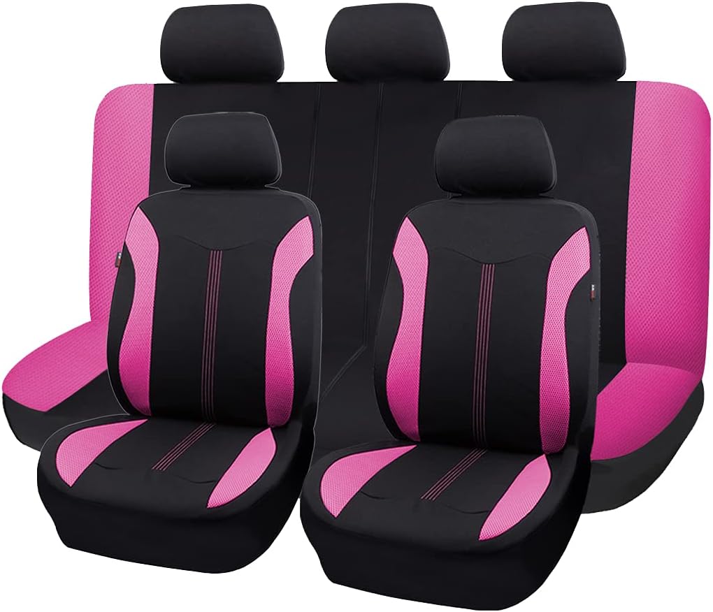 Flying Banner car Automotive seat Covers Full Set Low Bucket high Bucket 2 Fronts Breathable Rear Bench Split Lady Fashion Universal (Full Set--Low
