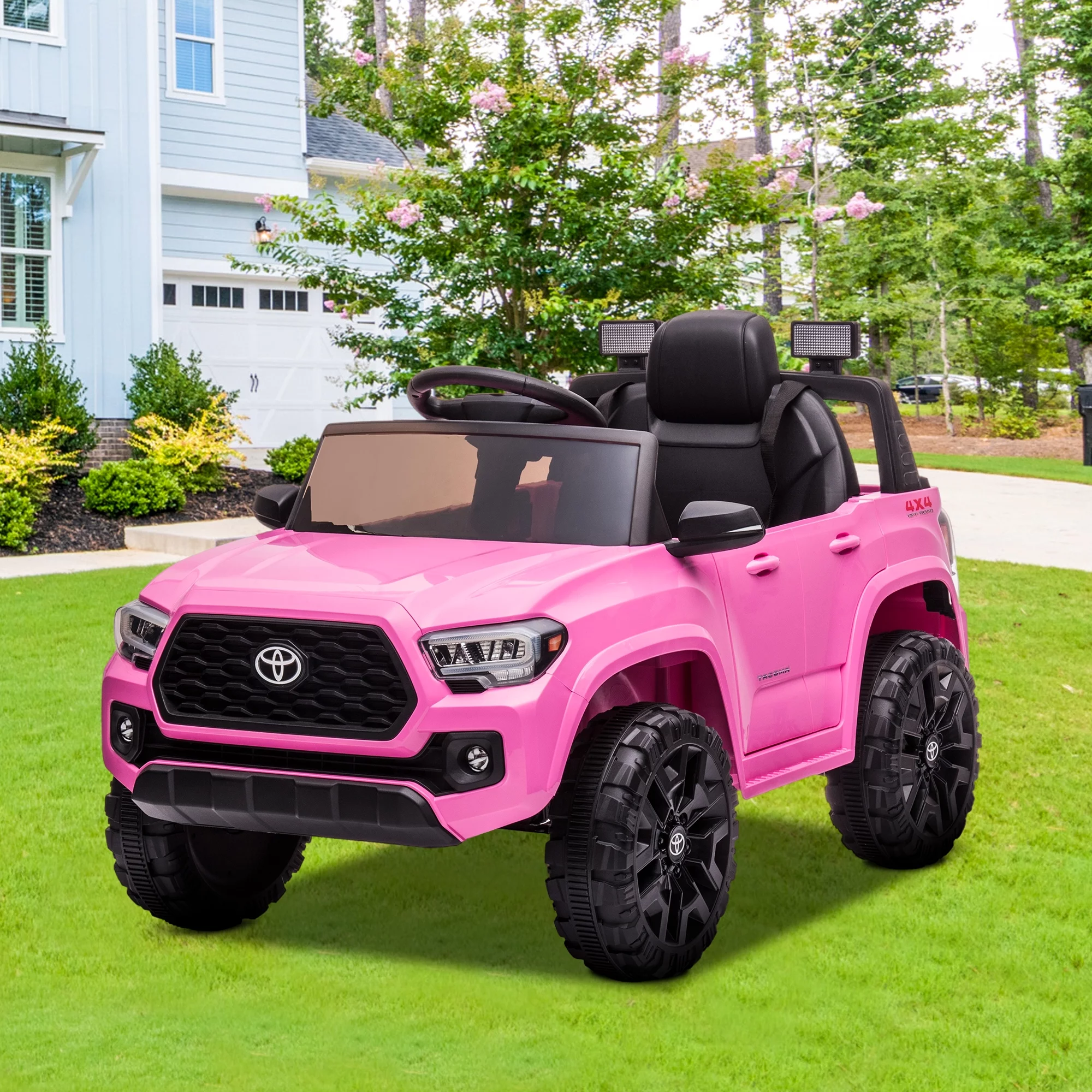 Licensed Toyota Tacoma Electric Ride on Vehicle for Kids, 12V Powered Ride on Car Toys with Remote Control, LED Lights, MP3 Player, Gray