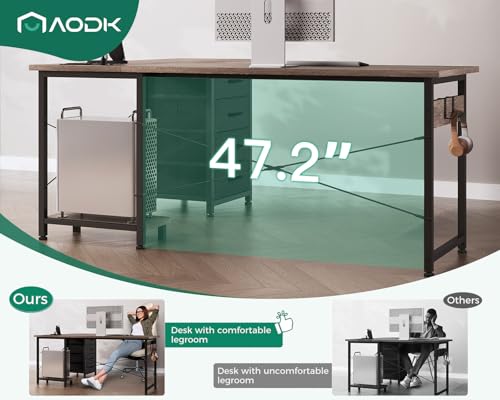 AODK L Shaped Gaming Desk with 4 Drawers, 61" Reversible Home Office Desks with Power Outlets
