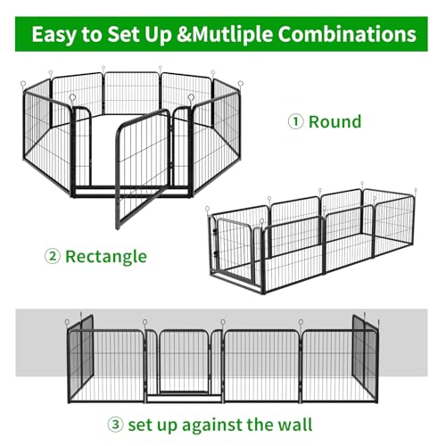 Dog Playpen Outdoor Extra Wide 12 Panels Heavy Duty Anti-Rust Coating-Strengthened Dog Fence 40" Height with Doors Portable for RV Camping Yard