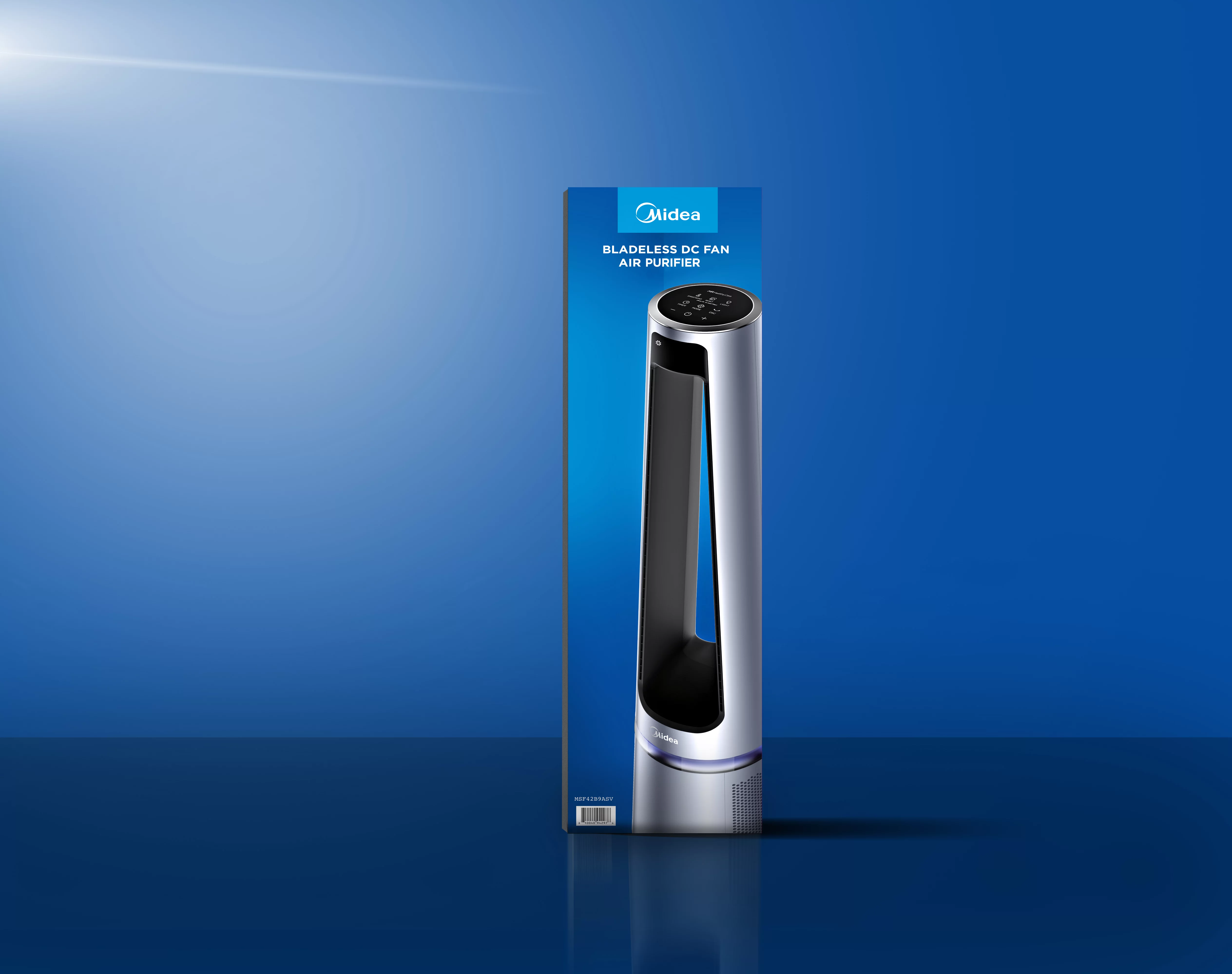 Midea 42" 12-Speed Bladeless DC Fan & HEPA Air Purifier with Remote Control, Silver, MSF42B9ASV