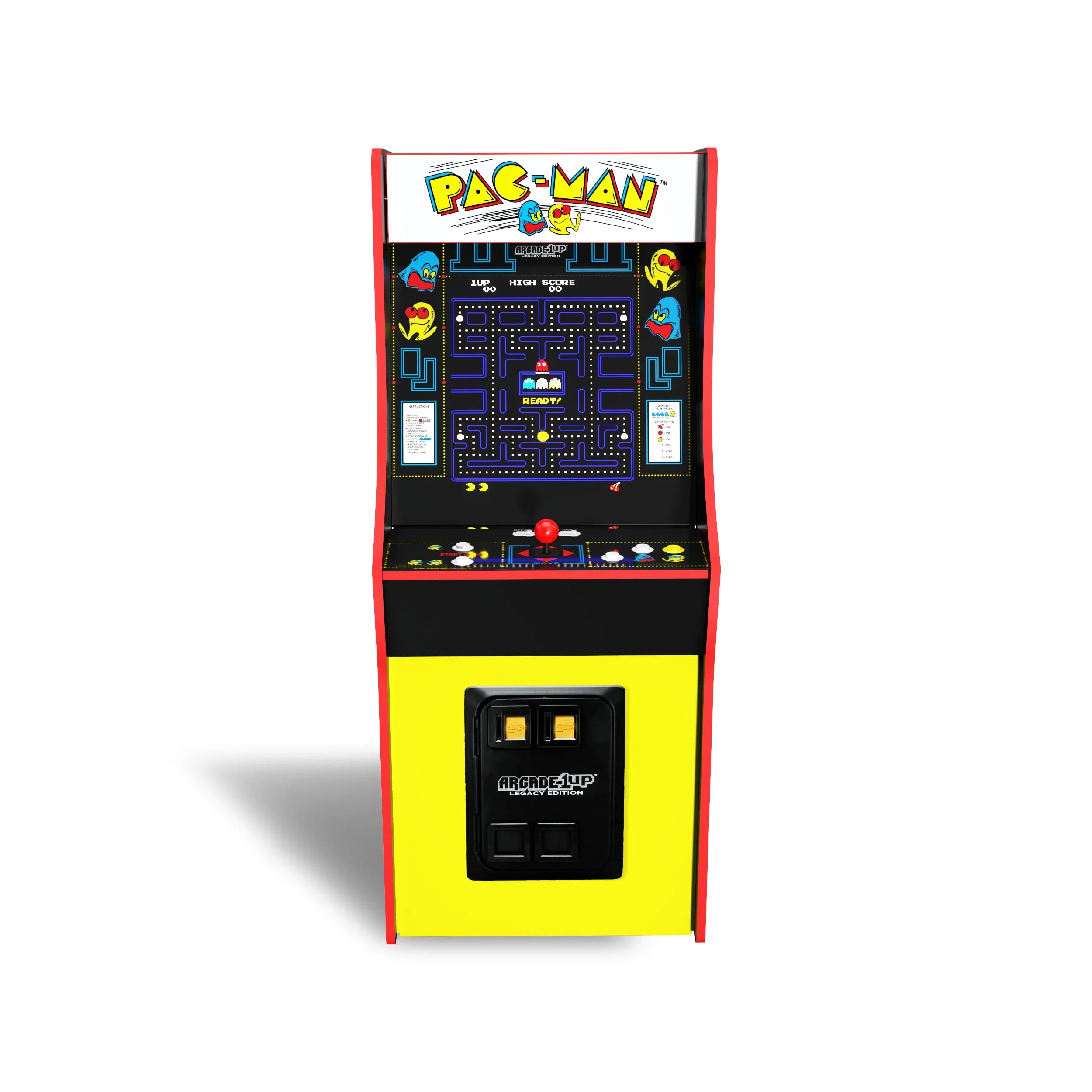 Arcade1Up PAC-MAN Classic Arcade Game, built for your home, 4 feet tall stand-up cabinet, 14 classic games, and 17-inch screen