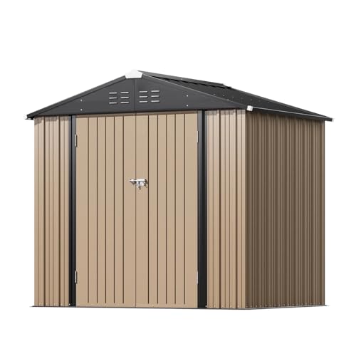 Greesum 5×3 FT Outdoor Storage Shed, Metal Storaged Sheds Without Floor, Tool Sheds with Lockable Doors and Sloping Roof for Garden, Patio, Backyard