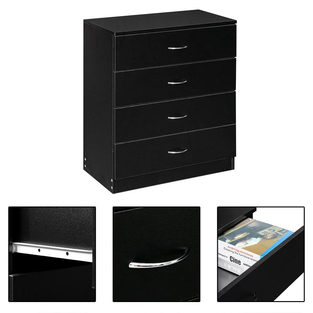 UBesGoo Modern Dresser Storage Chest Organizer Unit with 4 Drawers for Bedroom, Living Room,Black