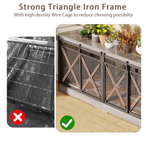 COZPAW 78 Inch Double Dog Crate Furniture, Extra Large Dog Kennel Indoor for Medium Large 2 Dogs