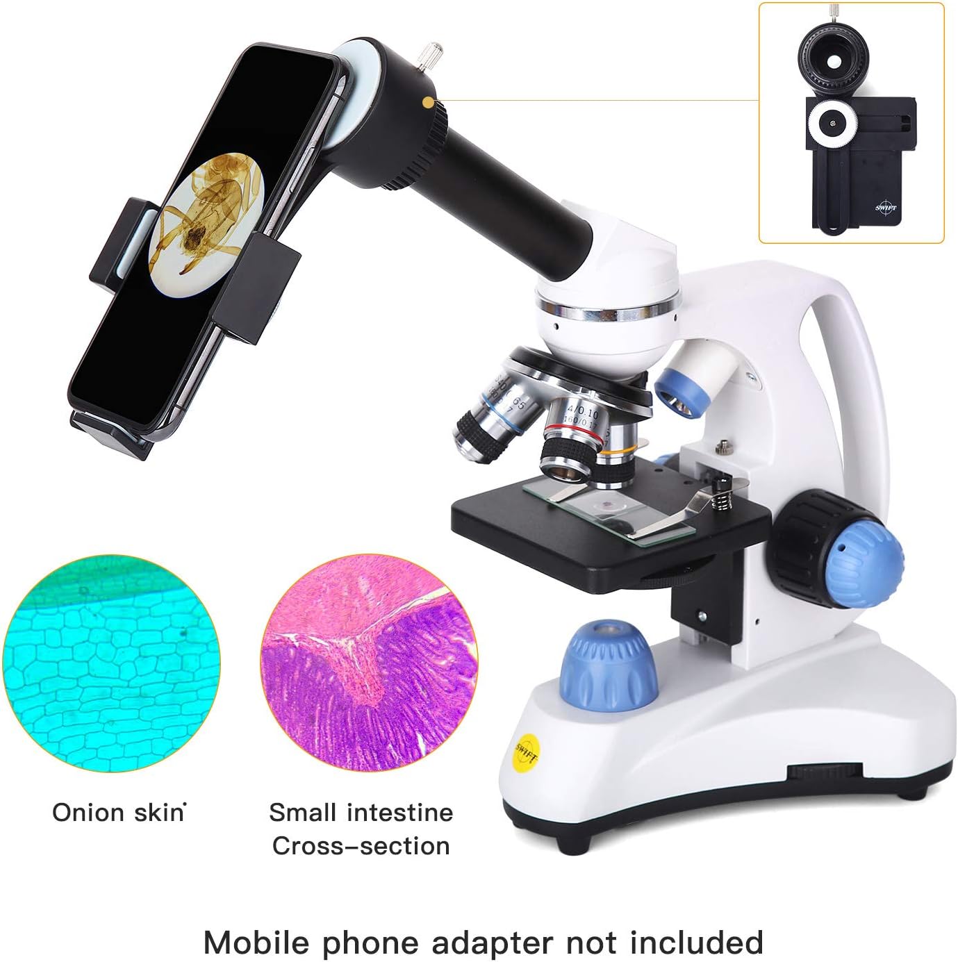 SWIFT Microscope SW150,Compound Student Microscope,40X-1000X,Monocular Head,Coarse & Fine Focusing,Dual Illumination