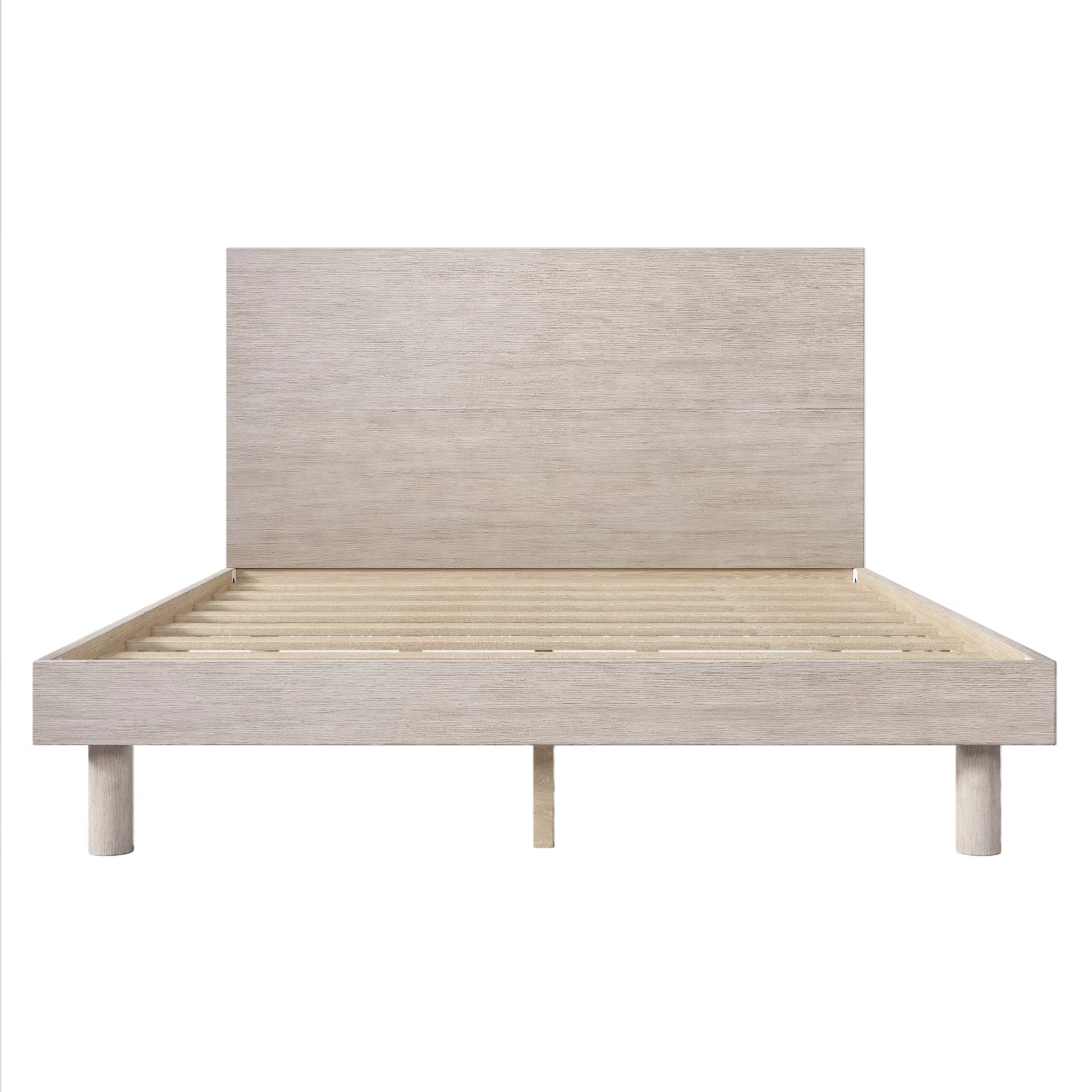 Royard Oaktree Queen Size Platform Bed Frame with Headboard Modern Concise Style Solid Wood Bed Frame with Slats, No Box Spring Needed, Stone Gray