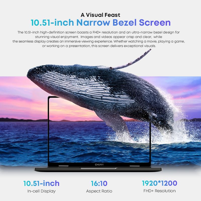 CHUWI MiniBook X 2-in-1 Touchscreen Laptop, 16GB LPDDR5 512GB SSD, Intel N150 (up to 3.6GHz), Windows 11 Convertible Laptop 10.51", 2TB SSD Expand